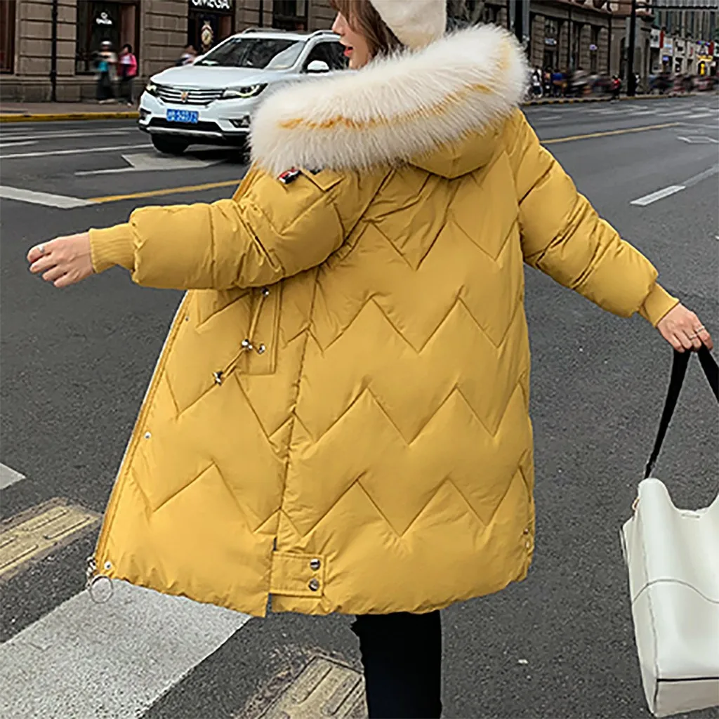 Корейская женская парка Mujer зимняя женская парка со стоячим карманом на молнии и кнопках с капюшоном верхняя одежда пальто женские парки для женщин