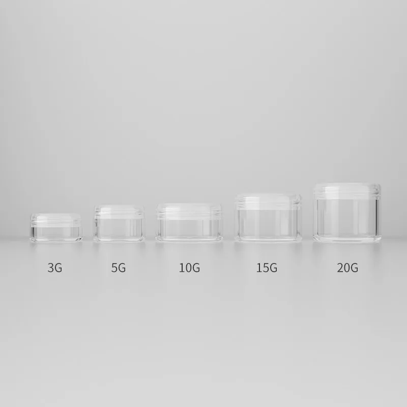 

100pcs 3g 5g 10g 15g 20g Clear Round Empty Small Plastic Jars Containers With Lids for Cosmetic Packaging, DIY Sample Pot