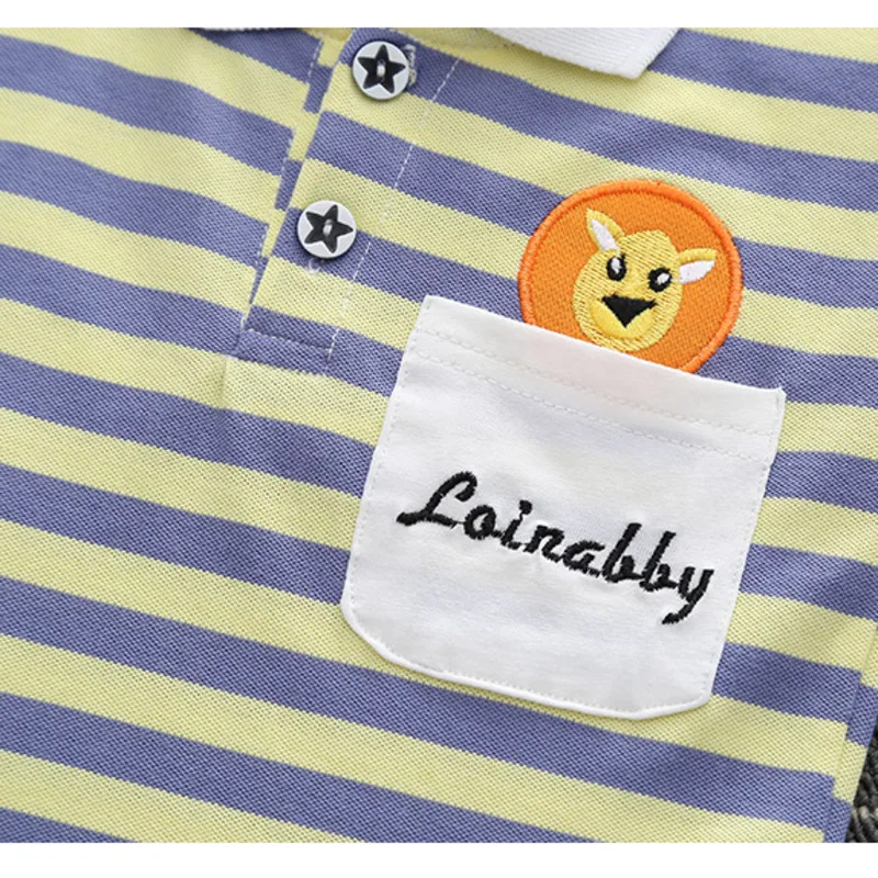 

Summer Children Cartoon Clothes Baby Boys Girls T Shirt Shorts 2Pcs/sets Toddler Cotton Sportswear Kids Infant Striped Clothing