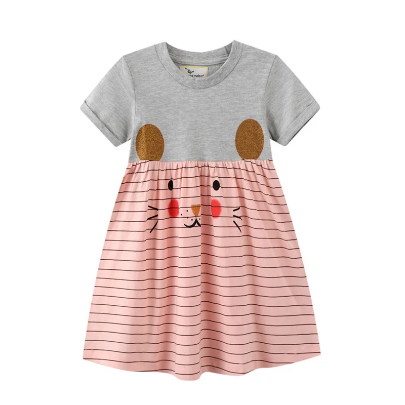 

New Arrival Princess Summer Dresses For 2-7T Children Cotton Clothes With Cute Animals Print Fashion Kids Costume