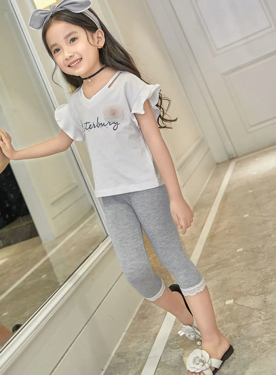 Летние леггинсы для маленьких девочек одежда детские брюки кружевные яркие