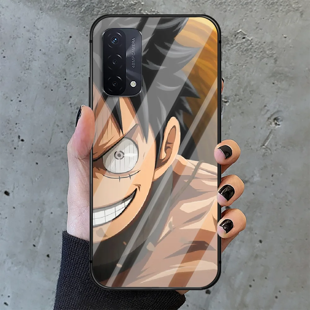 

One Piece Luffy Ace Phone Tempered Glass Case Cover For oppo realme find a x c xt gt 2 53 3 6 7 50 11 i Pro 4g 5g Coque Fashion