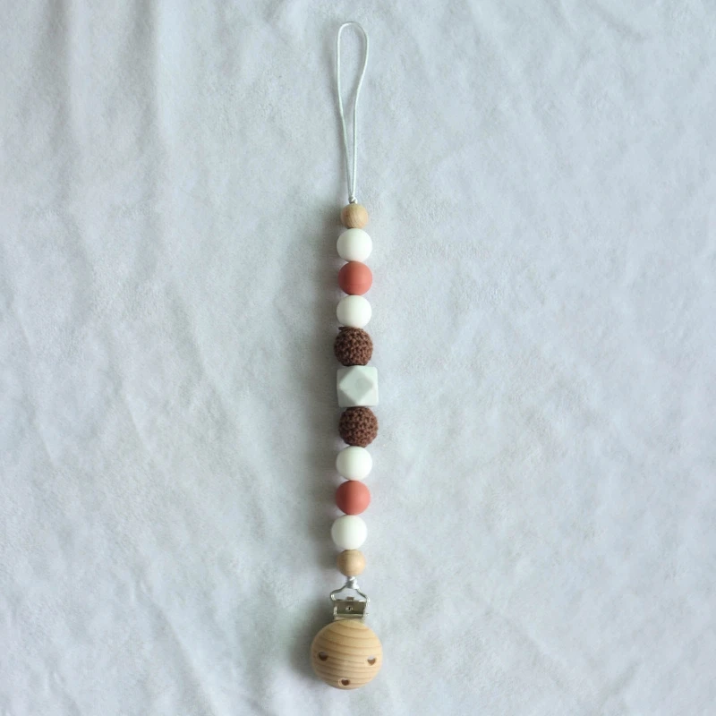 

Baby Pacifier Clip Chain Teething Bracelet Crochet Bear Soother Rattle Teether F3ME