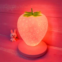 touch dimmable led night light silicone strawberry nightlight usb bedside lamp for baby children kids gift bedroom decor lamps