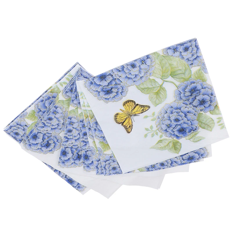 33*33 см декупаж Свадебные винтажные элегантные ткани синий цветок день рождения