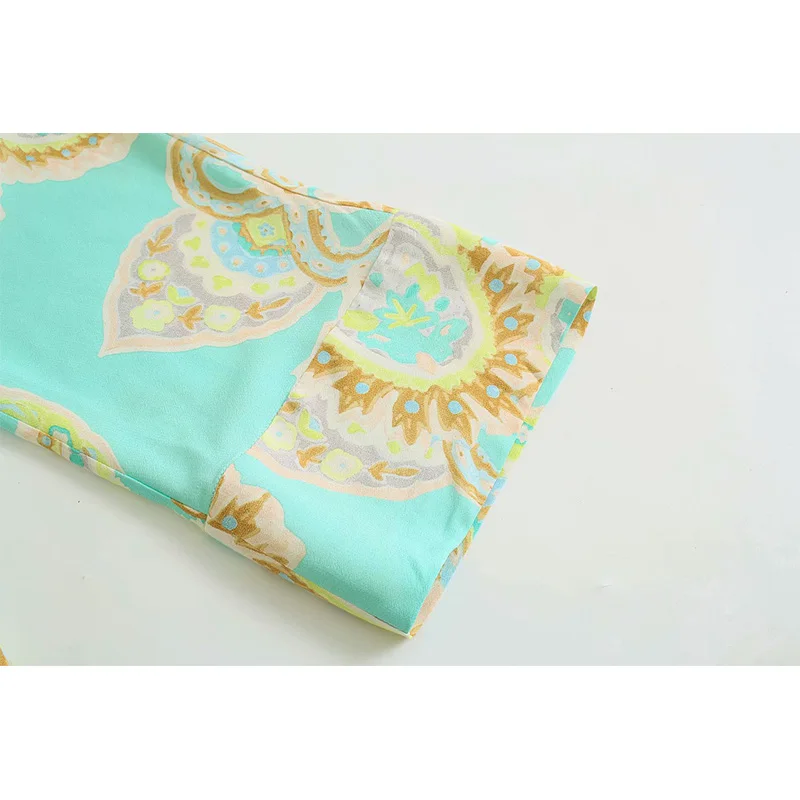 

2021 New Summer Women Printed Tops Sashes Long Sleeves Shirt Chic Lady Fashion Casual Women Clothes