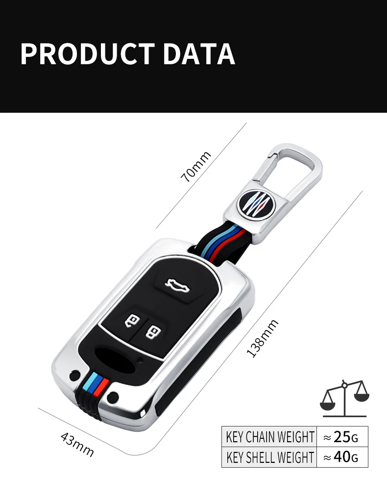 

Zinc Alloy Key Cover Case Holder for Chery Tiggo 4 7 8 Arrizo Smart Remote Key 3 Button Case Holder Set Car Interior Accessory
