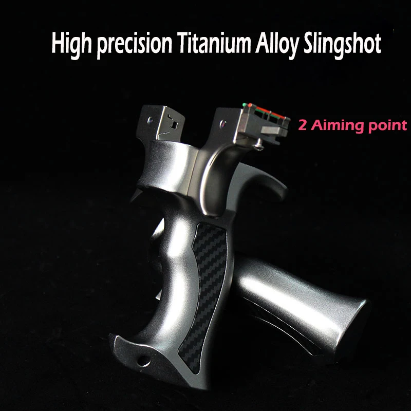 

New Tc21 Titanium Alloy Slingshot Aviation Aluminum Handle Flat Rubber Band Catapult Outdoor Shooting Toy