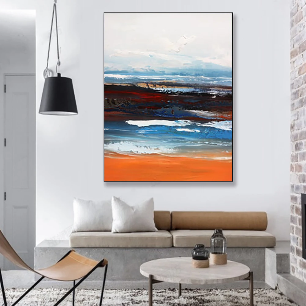 

Hand Painted Mural Abstract Oil Painting Canvas Sea Wave Modern Wall Art Picture Living Room Hotel Bar Decoration Custom Poster