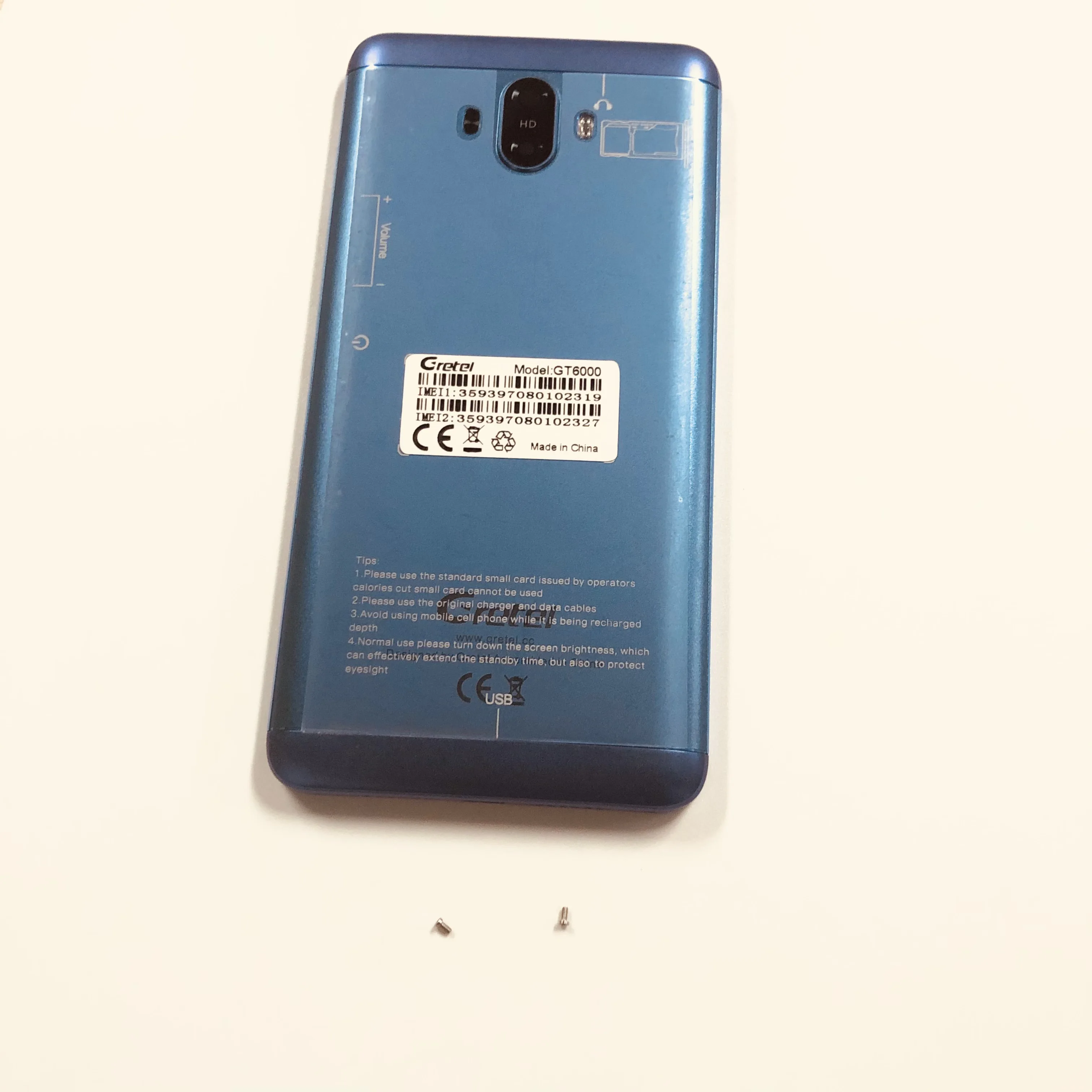 Крышка корпуса аккумулятора б/у + стеклянный объектив камеры для Gretel GT6000 MTK6737 Quad