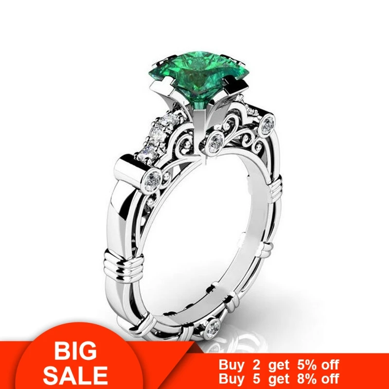 Vecalon 5 видов цветов Винтажное кольцо с камнем-талисманом заполненное белым