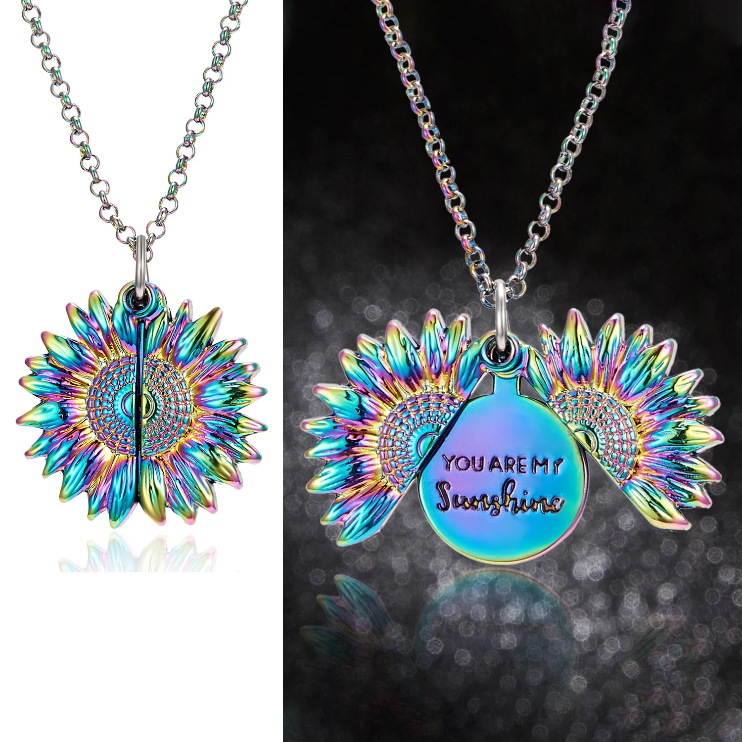 

Super Cool Punk Hip-hop Style Women Sunflower Can Be Opened To Merge Men Fashion Fine Lettered Pendant Necklace Girl Accessories
