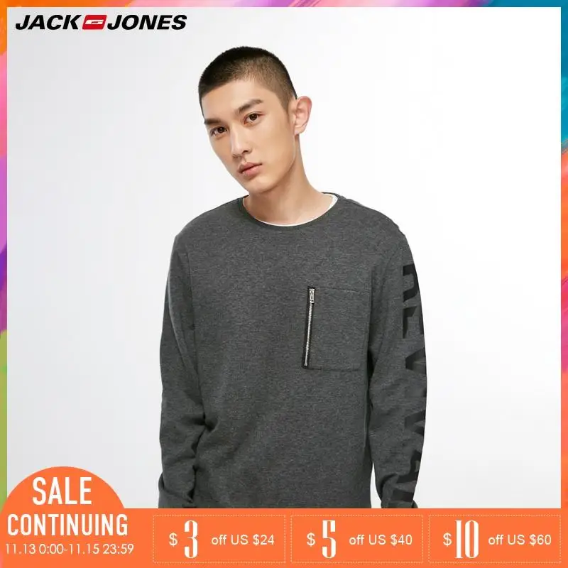 Jack Jones новый модный Повседневный пуловер с круглым вырезом и принтом букв для