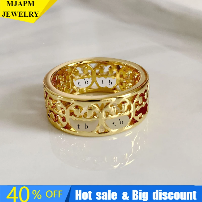 

TB Ring European And American Jewelry High-quality 1:1 Flower shaped Hollow Ring Luxury Design Jewelry For Women Christmas Gift