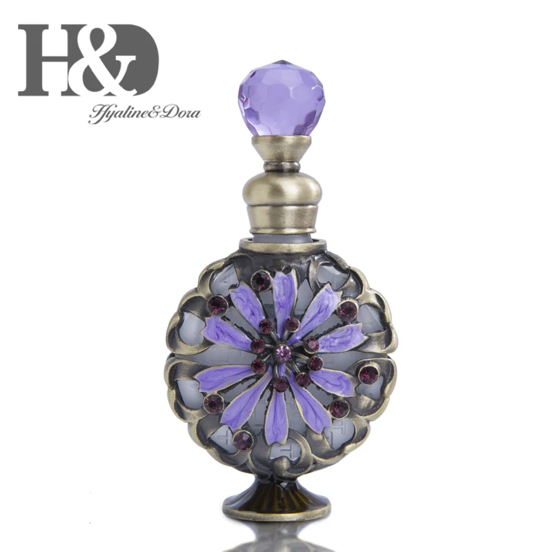 H & D Античный Хрустальный флакон для духов с бронзовым изгибом и плоским корпусом
