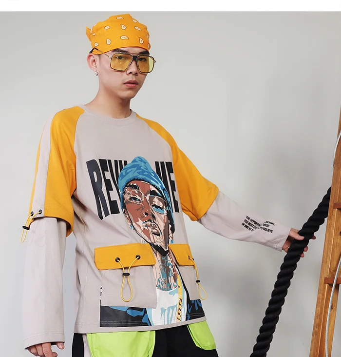 Aelfric Eden хип хоп цветные часы Лоскутная Печать свитшоты мужские Harajuku Уличная Повседневная хлопковая пуловер модный длинный рукав