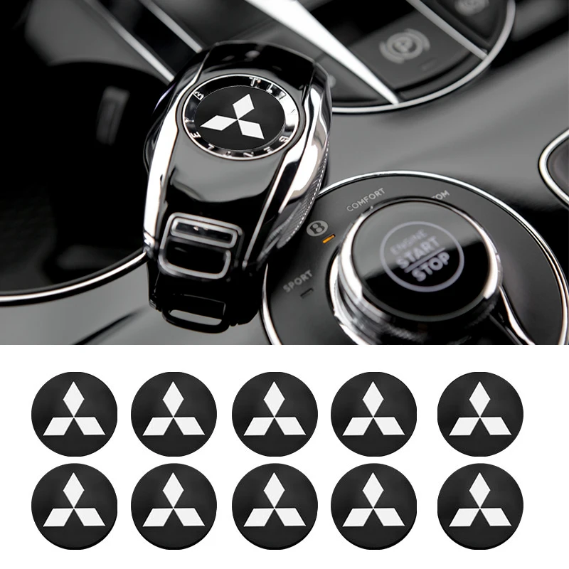 

10pcs Emblem Logo Car Key Sticker Shell Remote Fob Decals for Mitsubishi Outlander 2001-2015 2016 2017 2018 Lancer Asx Car Goods