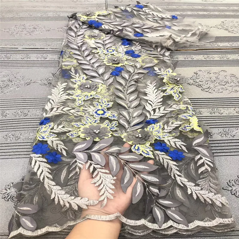 

Madison Nigerian Lace Fabrics 2020 French Lace Fabric High Quality 3D Beaded Lace Union African Lace Applique Fabric For Dress