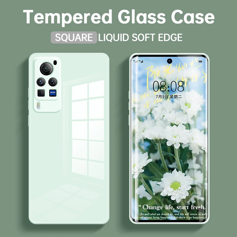 

Original Tempered Glass for VIVO X60 X60T Pro Plus 5G Global Soft Silicone Edge Waterproof Phone Case VIVOX60 X 60 T Funda Coque