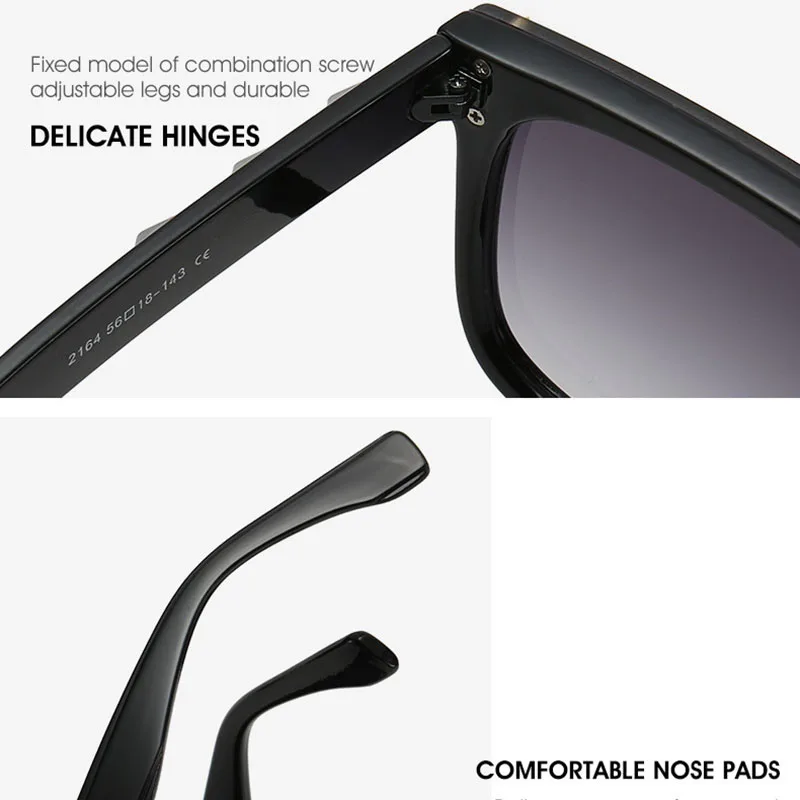 

2020 Fashion Oversized Sunglasses Women Rivet Star Big Frame Vintage Flat Top Mirror Gradient Square Sun Glasses For Female