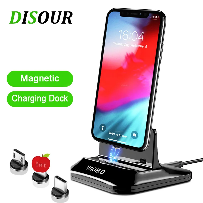 disour magnetic phone charger for iphone huawei dock station charger for xiaomi android type c micro stand holder charging free global shipping