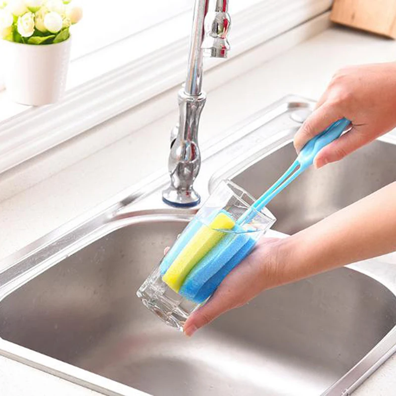 Детская Чистящая губка бутылочки для молока щетка бутылочек с ручкой чистящая