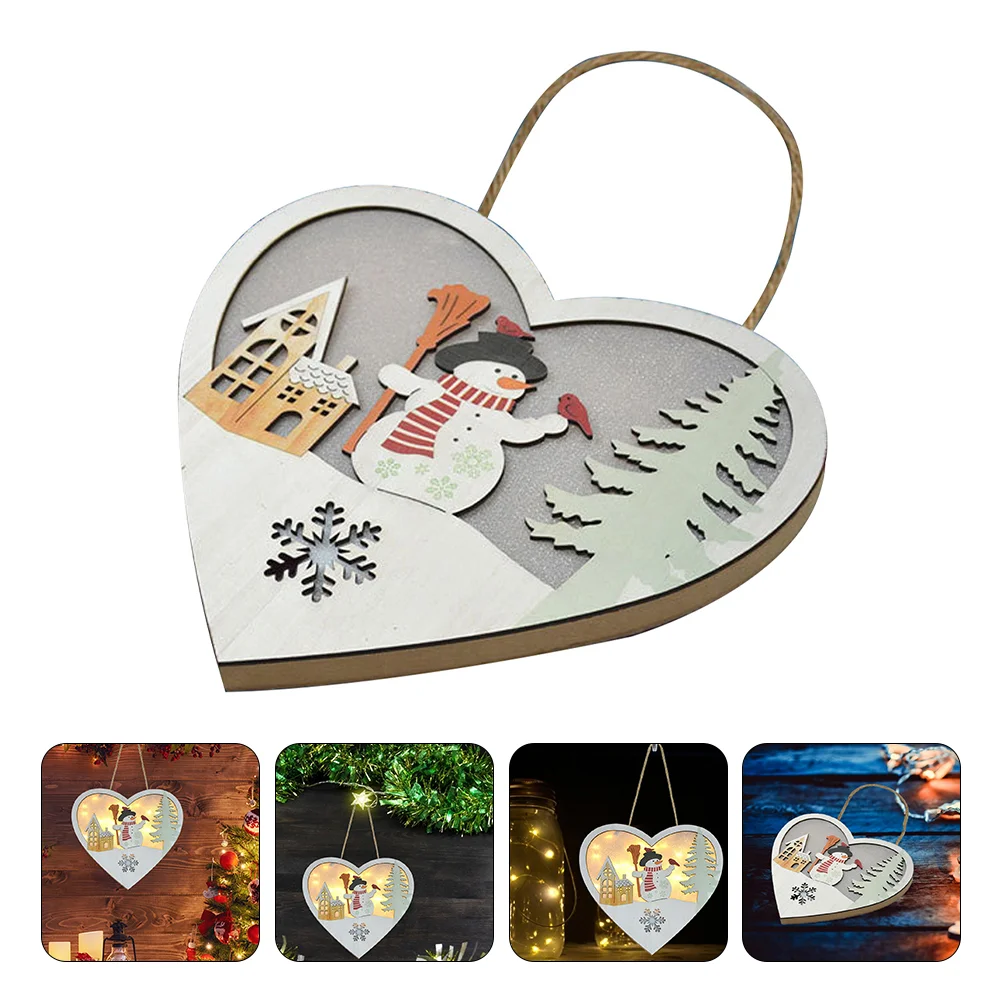 

1Pc Luminous Wooden Hanging Craft Decorative Xmas Light Prop Home Door Pendant