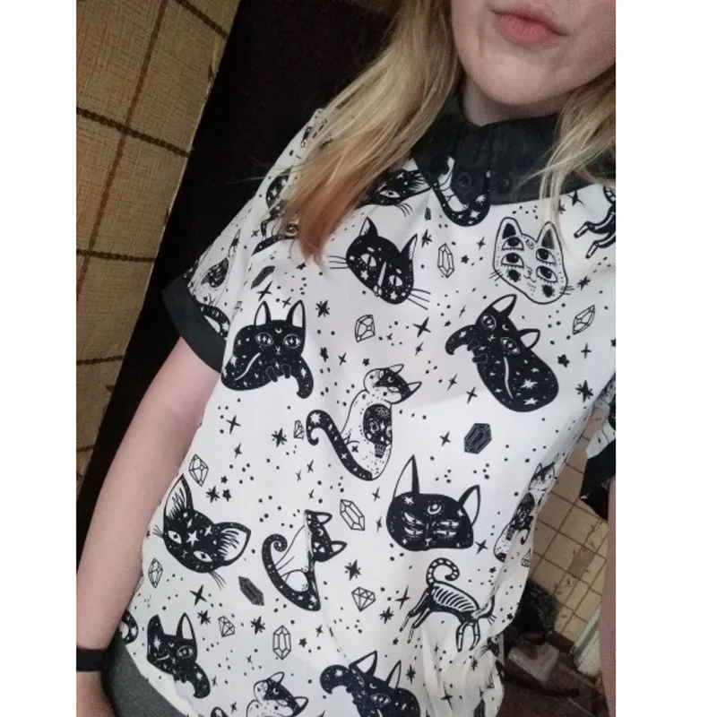 Женская рубашка летняя блузка шифоновая модный топ с принтом офисные лоскутные