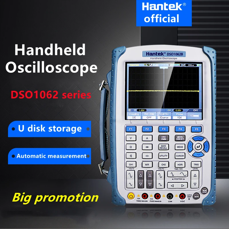Ручной осциллограф Hantek DSO1062B/1102B/1202B мультиметр 1 м глубина памяти DMM с аналоговой