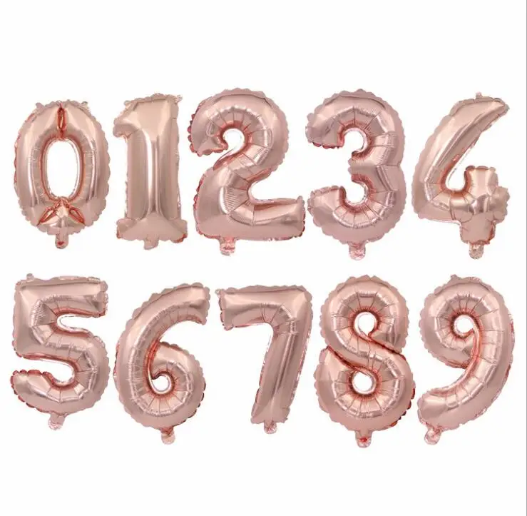 rose gold 1 шт., 16, 32, 40 дюймов, цифры, фольга, розовое золото, номер, шар, поплавок, воздушные надувные шары, украшение для вечеринки на день рождения, детский Свадебный шар - Цвет: rose gold