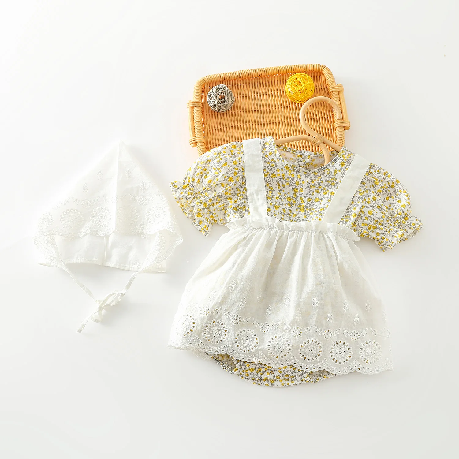 

Summer Infant Children clothing Girls Floral Romper Sling Skirt Set kids Baby girl clothes Set