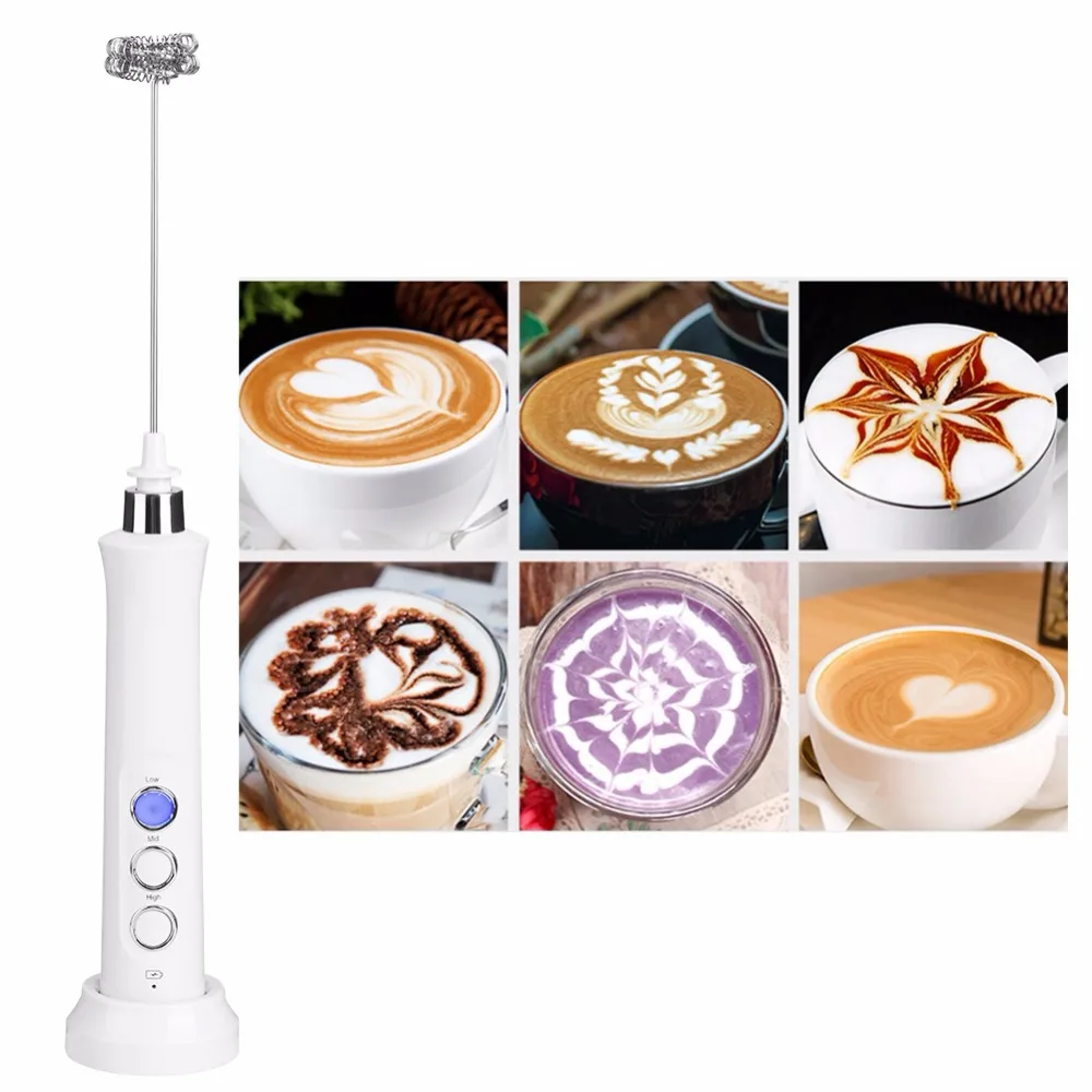 

USB Rechargeable Milk Frother Electric Food Mixer Coffee Foamer Handheld Blender Egg Beater Whisk Latte Cappuccino Drink Stirrer