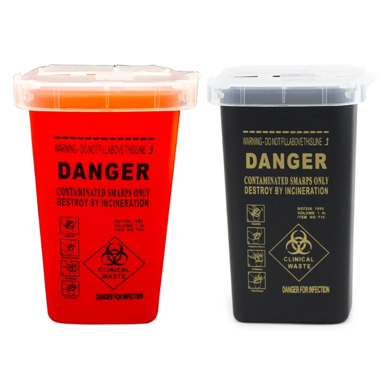 

094E 1L Plastic Tattoo Supplies Container Waste Box Buckets Collection Barrels for Disposable Tattoo Needle Tips