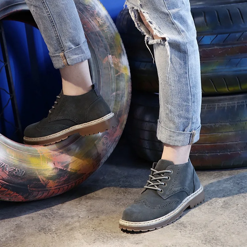 Мужская обувь кожаные сапоги Сапоги для верховой езды из флока оксфорды в стиле