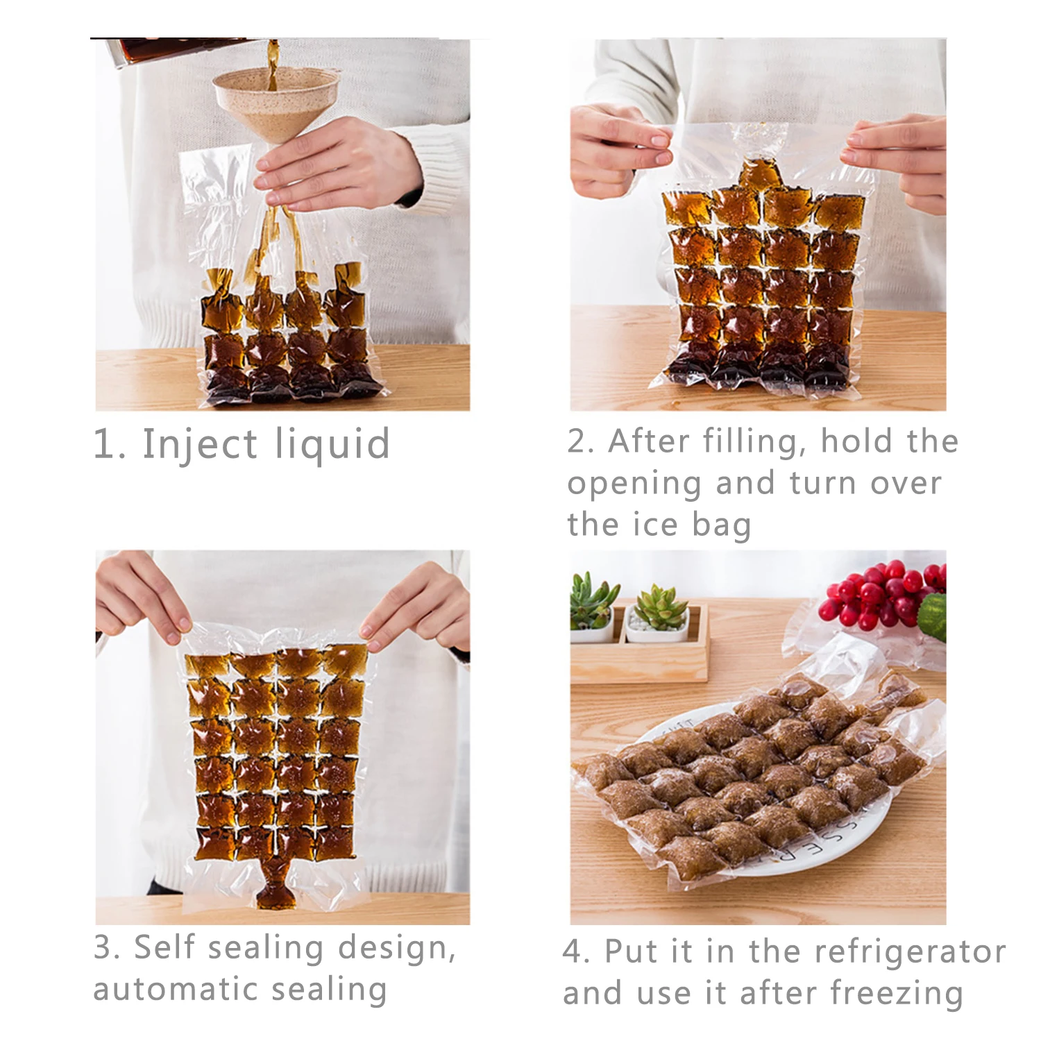 10pcs/pack Ice-making Bags Self-sealing Ice Cube Tray Mold Kitchen Gadgets Summer Disposable Bag DIY Drinking Tool | Дом и сад