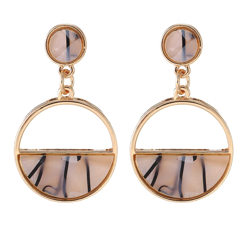 Simple Round Kroean Drop Earrings For Women Gold Black/White Enamel Statement Earrings Fashion Jewelry pendientes mujer - Окраска металла: e643huang
