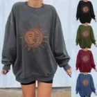 S-XXXL, разноцветные женские топы с длинным рукавом, зимняя Толстовка с принтом солнца, пуловер, топы, женские свитера, индивидуальный принт солнца F4
