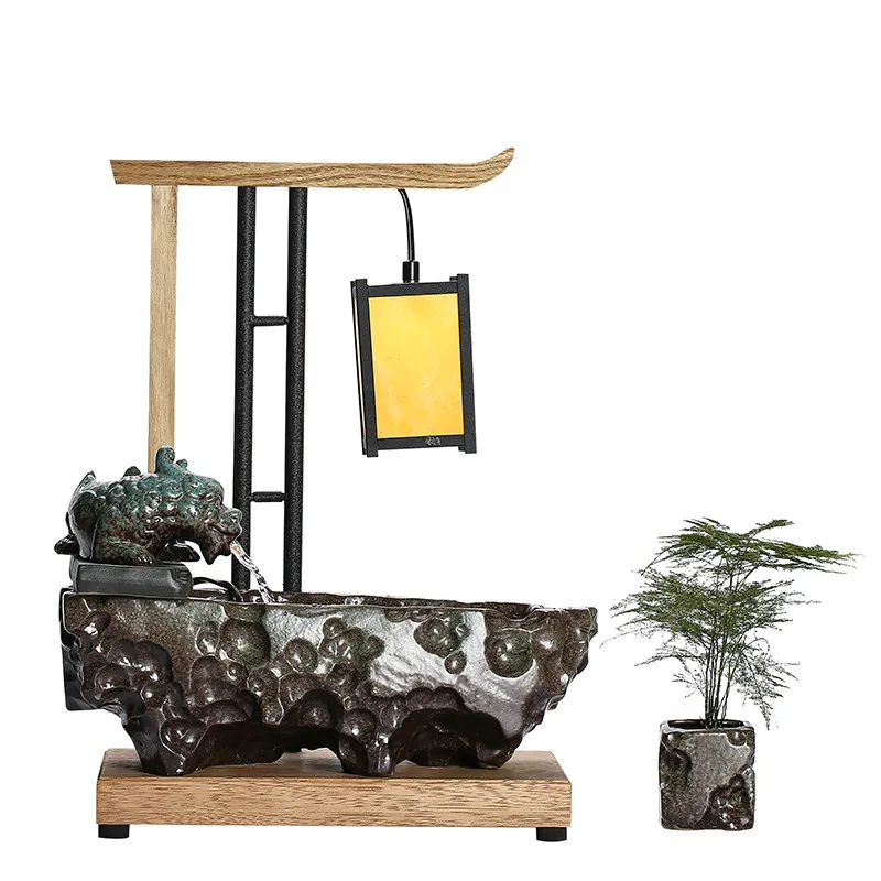

Feng Shui Fortune Ceramic Water Fountain Decoration Living Room Wine Cabinet Desktop Home Decoration Creative Zen Water Purifier