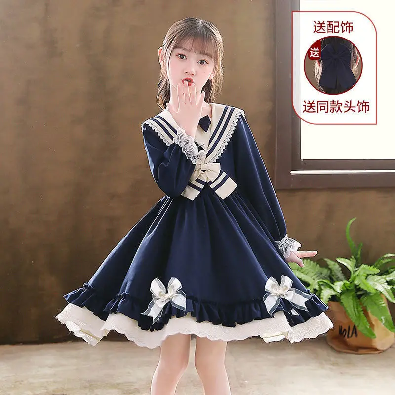 

2021 Girls Lolita Dress Spring and Autumn Children New Autumn Princess Dress Autumn Children's Clothing Female