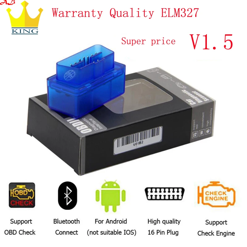 Горячая Распродажа Супер Мини elm327 V1.5 OBD2 адаптер Bluetooth ELM327 автоматический сканер OBD диагностический интерфейс ELM 327 для Android Windows - Цвет: mini elm327 box 1.5