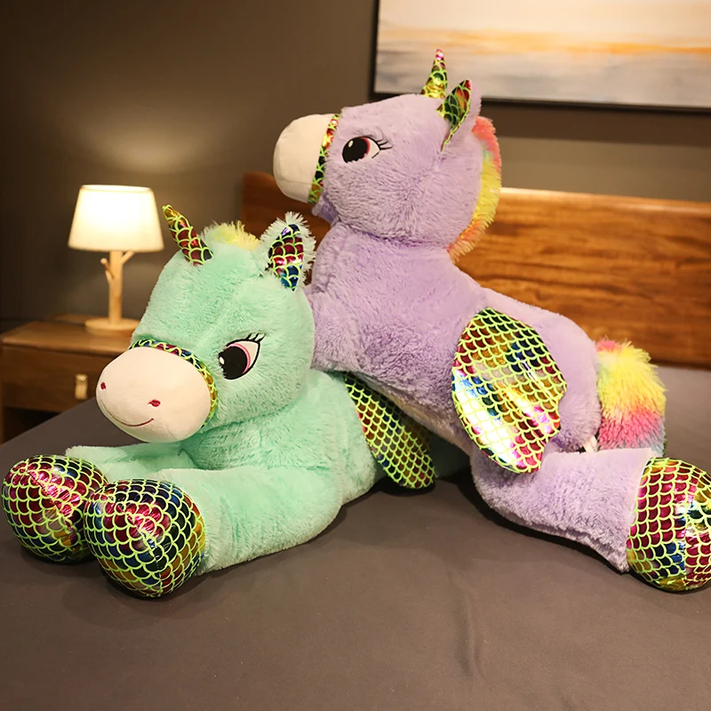 2020 New Arrival Large Unicorn Plush Toys Cute Purple Green Horse Soft Doll Stuffed Animal Big For Children Birthday Gift |