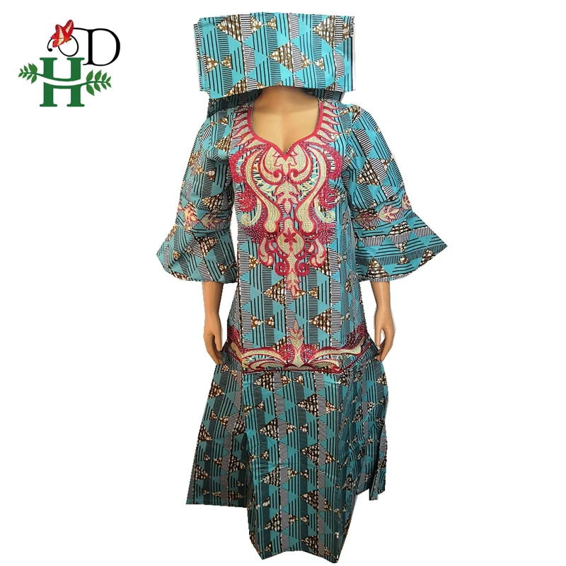 NO.2 H&D ropa mujer размера плюс африканская Анкара платья для женщин Воск Принт батик Макси платье традиционная вышивка Vetement Femme - Цвет: NO.2