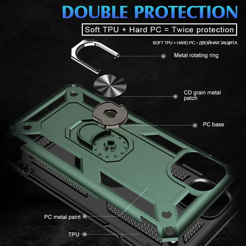 Luxury Armor Magnet Metal Ring Case For IPhone 11 Pro XR X XS Max Shockproof Back Cover 8 7 6 6s Silicone Bumper |