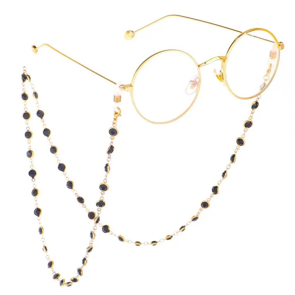 Шнур для очков ручной работы с черными хрустальными бусинами|Очки аксессуары| |