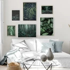 Настенная Картина на холсте с зелеными листьями леса, пейзаж природы, скандинавский пейзаж, плакат и печать, Настенная картина для декора гостиной