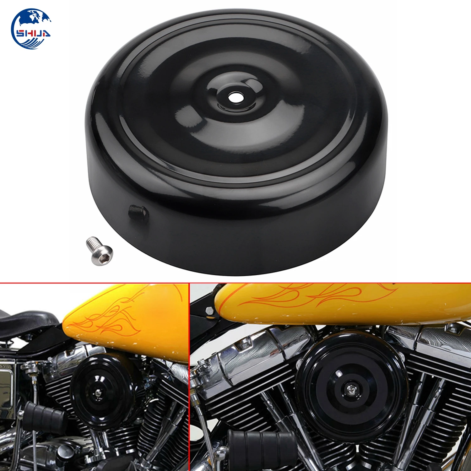 Черный 7 &quotокругленный воздух воздухоочиститель Обложка для Harley Touring Road King Dyna
