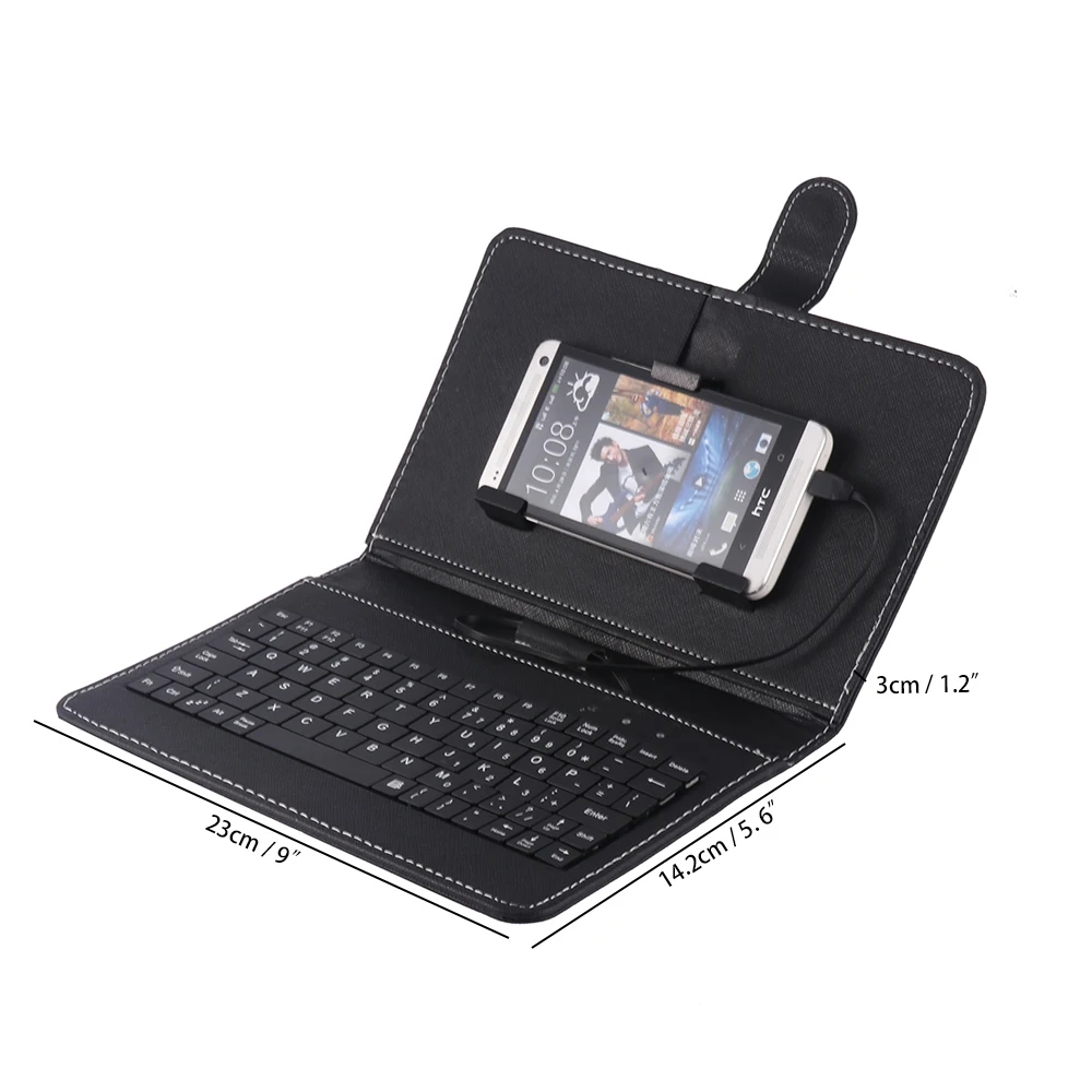 Чехол из искусственной кожи с подставкой и беспроводной Bluetooth-клавиатурой Micro USB