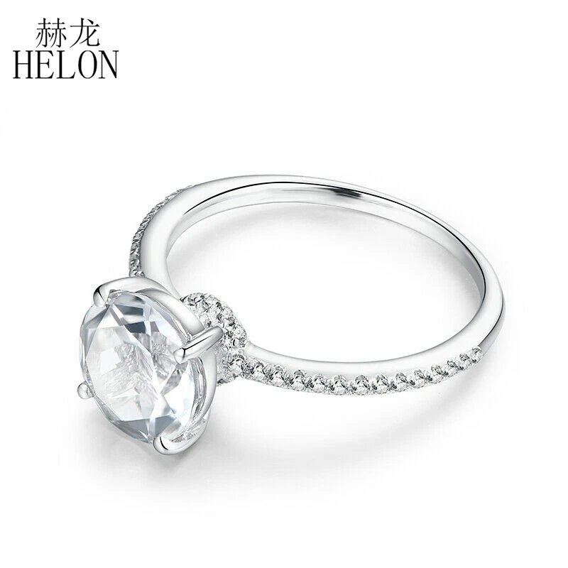 HELON 2ct Moissanite кольцо Твердое 14K белое золото круглый VVS/GH Выращенный в лаборатории Муассанит алмазные свадебные украшения для помолвки кольцо