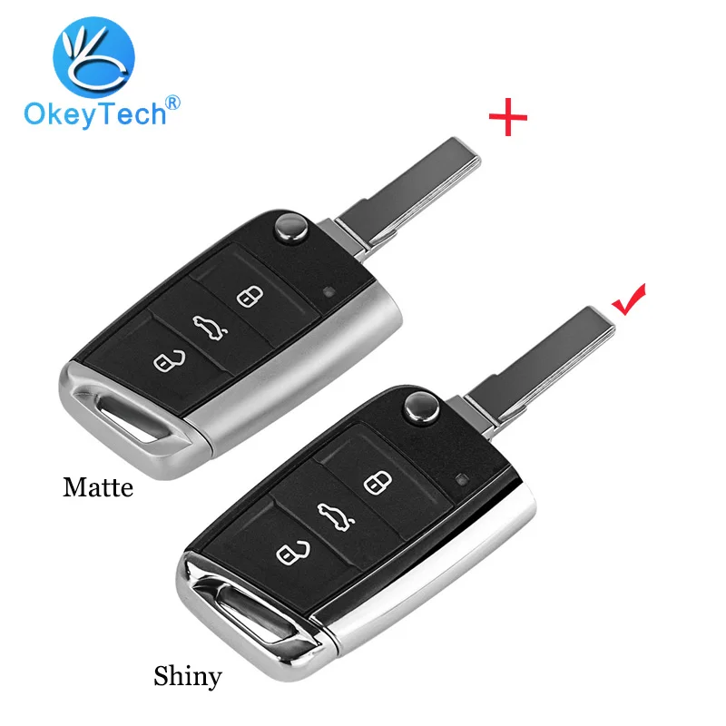 

Чехол-книжка для автомобильного ключа OkeyTech для V W Gollf MK7, Skoda Octavia Seat Golf 7, Polo Passat Mk2, Touran, блестящий металлический