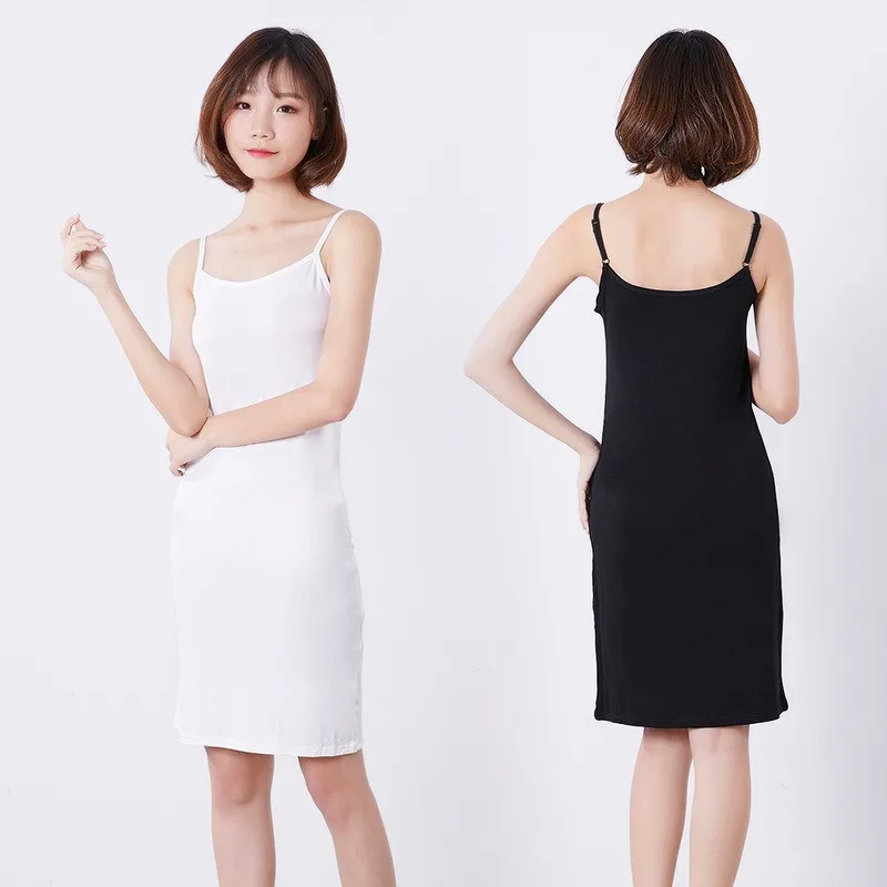 

2020 Fashion Women's Inner Modal Camisole Bottom Dress Sexy Slim Petticoat Wild Bottoming Female Maxi Thin Dresses